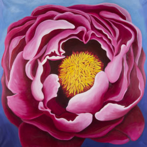Red Peony Original Oil on Canvas Painting 36" x 36"