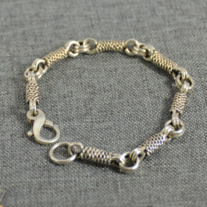 Taxco Mexican Sterling Silver .925 Twisted Wrapped Link Bracelet 7.5"