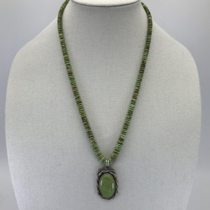 An Exclusive SW Design Gaspeite Pendant with Graduated Heishi Necklace 28"
