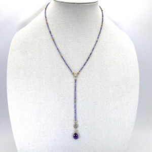 An Exclusive SW Design Handmade Lavender Zirconite and CZ Crystal Necklace 18" - 26"